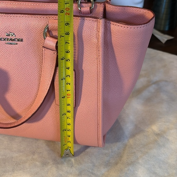 🆕 Coach Classic Pink Pebbled Leather Logo Tag removable strap Tote Bag - Picture 15 of 16